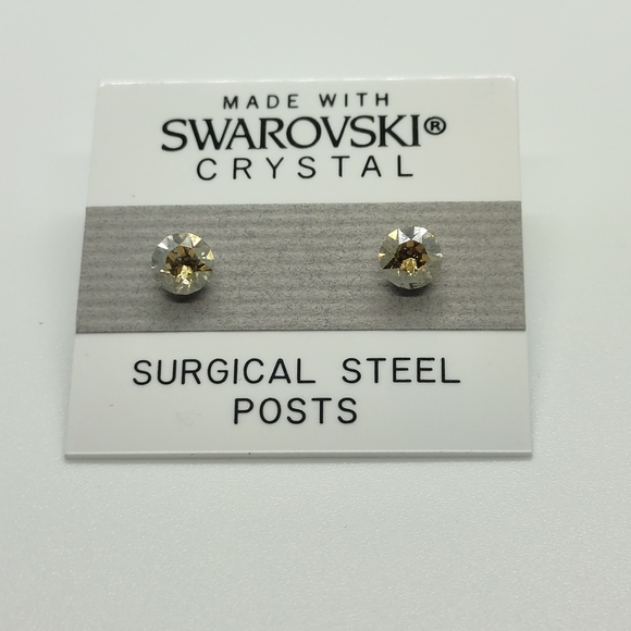 Swarovski Crystal Stud Earrings in Golden Shadow - Picture 3 of 3